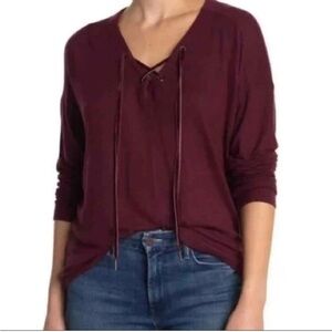 Rails Leigh Port Soft Lace Up Sweater Cozy Size L